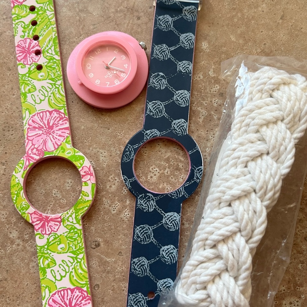 Lilly Pulitzer interchangeable watch plus classic preppy nautical rope bracelet